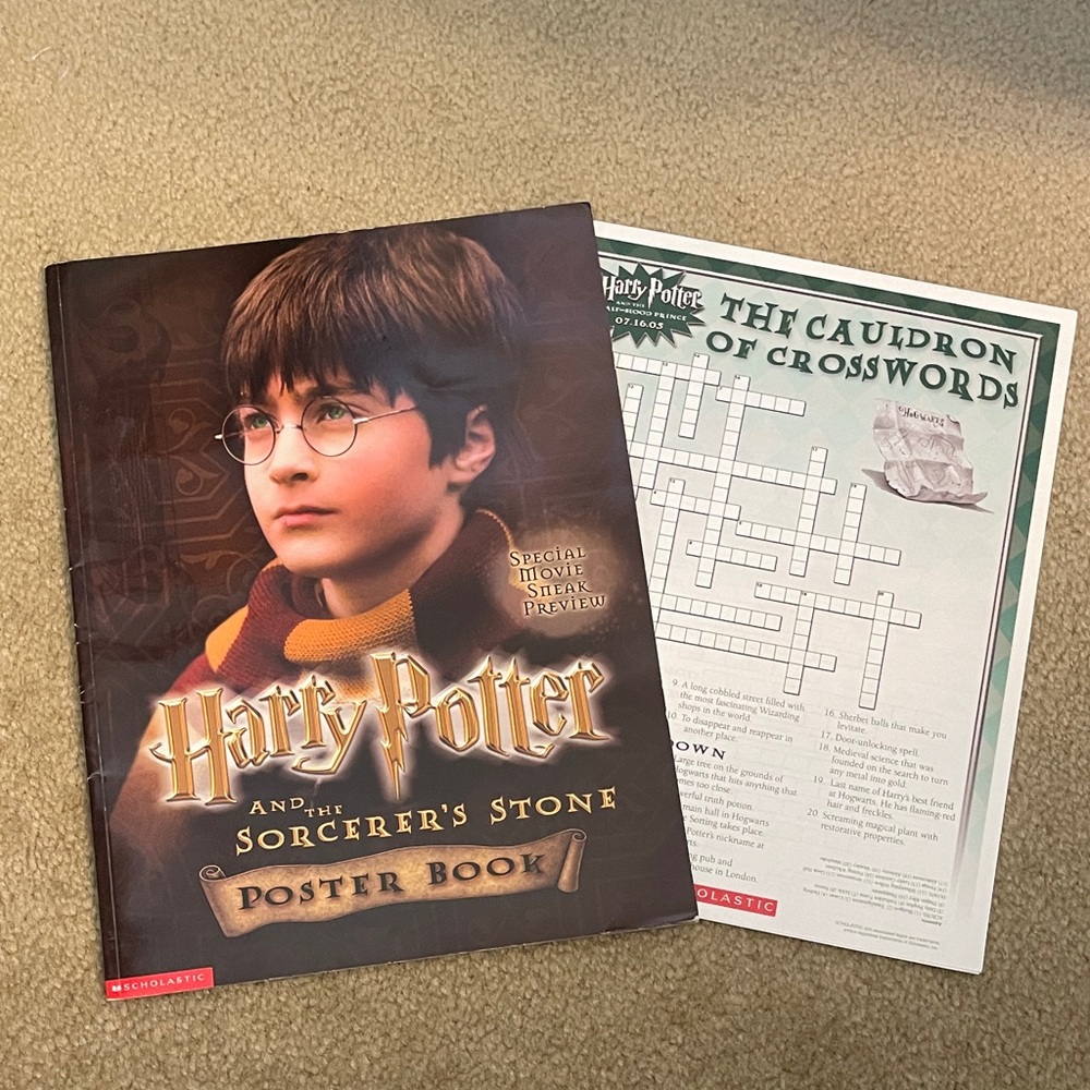 Scholastic Harry Potter Poster Book & Crossword & Trivia Pages New